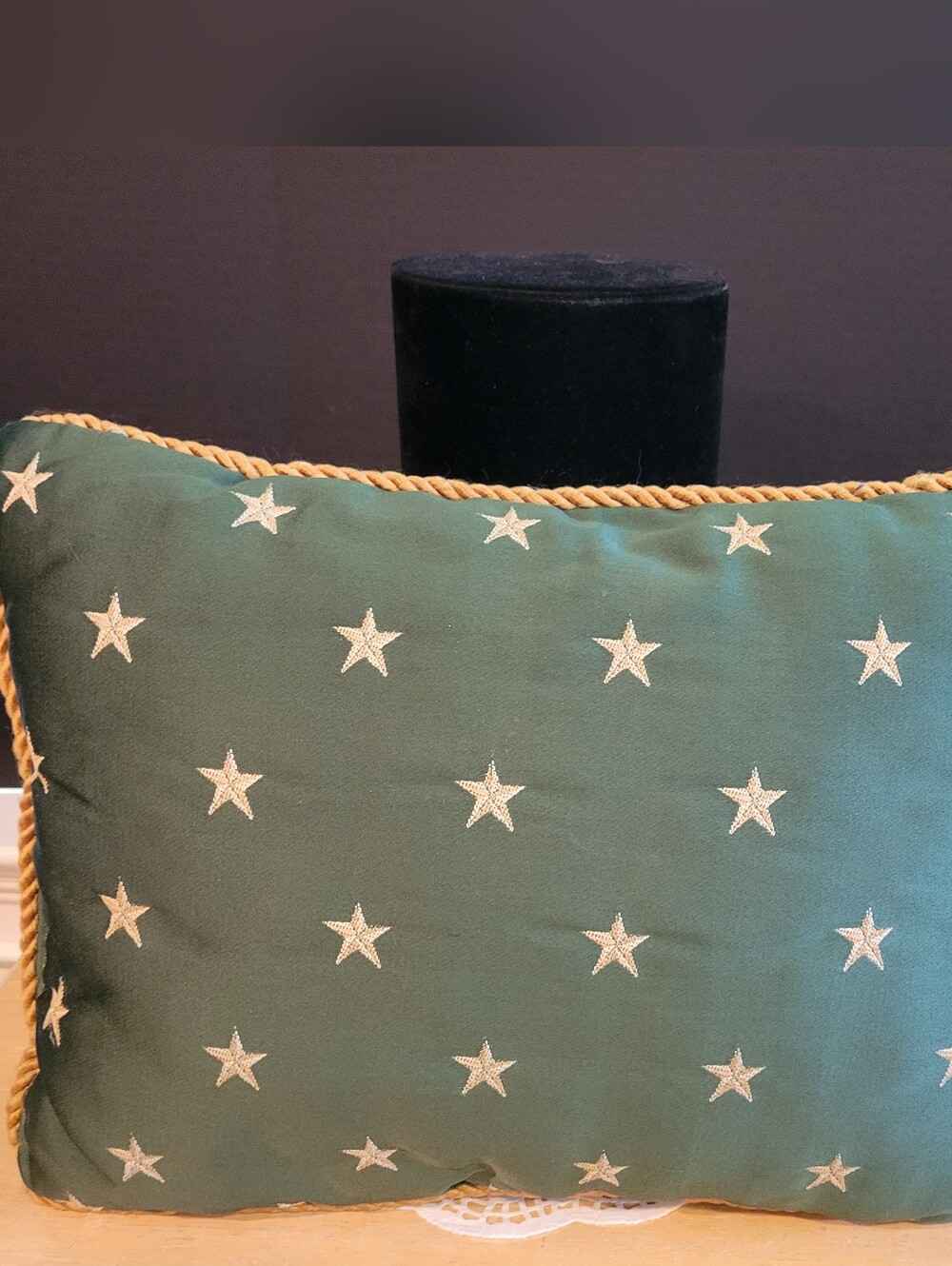 Non- Traditional Patriotic  Pillow  Green & Gold 15 x 12